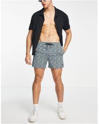 Pull&Bear Nylon Swim Shorts With All-over Print - Multicolour