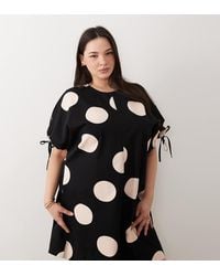 ASOS - Asos Design Curve Crew Neck Mini Dress With Tie Sleeve Detail - Lyst