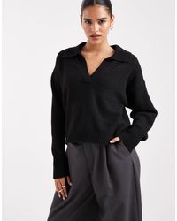 Monki - Pull en maille avec col polo et manches longues - Lyst
