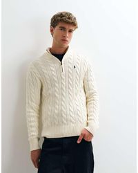 Polo Ralph Lauren - Icon Logo Cotton Cable Quarter Zip Sweatshirt - Lyst