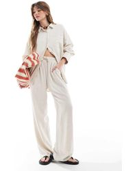 4th & Reckless - Broek Van Linnenmix Met Wijde Pijpen En Gestrikte Taille - Lyst