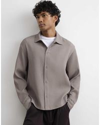 River Island - Boxy Fit Long Sleeve Plisse Shirt - Lyst