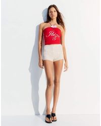 Bershka - Halter Top With Floral Print - Lyst