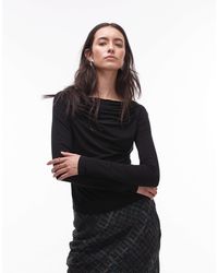 & Other Stories - Supersoft Jersey Ruche Boat Neck Top With Long Sleeves - Lyst
