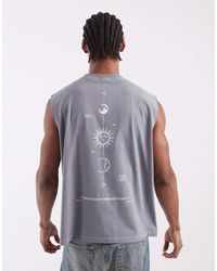 ASOS - Heavyweight Oversized Tank With Celestial Spine Print - Lyst