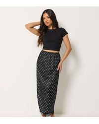 PixieGirl - Petite Polka Dot Satin Maxi Skirt - Lyst