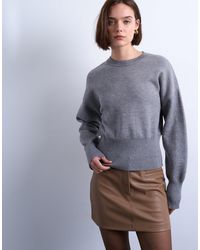 TOPSHOP - Pull ajusté à la taille en maille compacte - Lyst