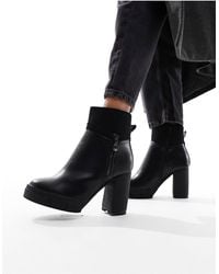 River Island - Wide Fit Zip Heeled Boot - Lyst