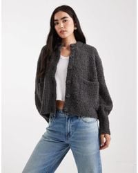 ASOS - Boxy Oversized Boucle Cardigan With Pocket Detail - Lyst