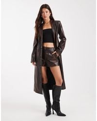 ASOS - Tailored Longline Faux Leather Blazer - Lyst