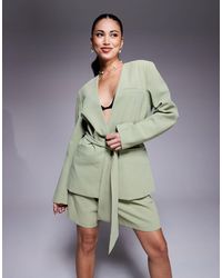 ASOS - Blazer d'ensemble sans col avec liens noués à la taille - pistache - Lyst