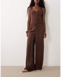 Wednesday's Girl - Side Stripe Satin Wide Leg Trouser - Lyst