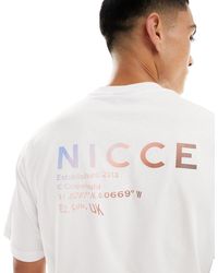 Nicce London - Camiseta blanca extragrande con logo combado en el pecho y la espalda - Lyst