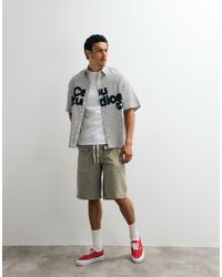 ASOS - Boxy Oversized Check Shirt With Chest Print - Lyst