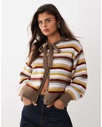 Nobody's Child - Wool Feel Knitted Tie Detail Cardigan - Lyst