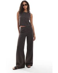 Miss Selfridge - Premium Soft Rib Wide Leg Trouser - Lyst