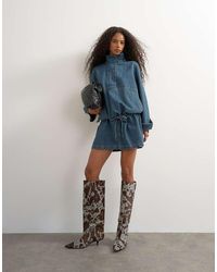 TOPSHOP - Jurk Met Opstaande Hals En Bubbelzoom - Lyst