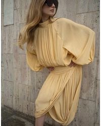 NA-KD - Draped Long Sleeve Open Back Midi Dress - Lyst