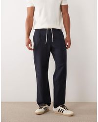 Mango - Pantalon droit en lin mélangé avec cordon - Lyst