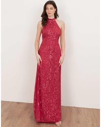 Maya - Linear Embellishment Halter Neck Maxi Dress - Lyst