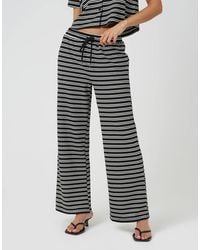 Brave Soul - Textured Jersey Stripe Straight Leg Trousers - Lyst