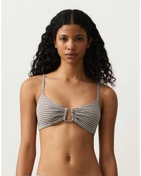 Oysho - Stripe Triangle Bikini Top - Lyst
