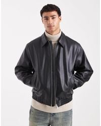Jack & Jones - Faux Leather Harrington Bomber Jacket - Lyst