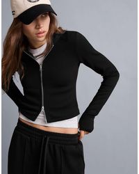 Bershka - Zip Up Modal Blend Hoodie - Lyst