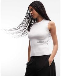 Barbour - Camiseta Blanca Sin Mangas Con Logo De Punto Nova De - Lyst