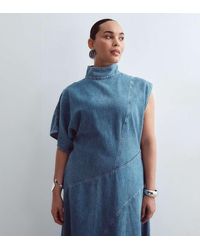 ARRANGE - Curve Seam Detail Denim Maxi Dress - Lyst