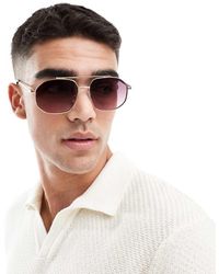 ASOS - Occhiali Da Sole Aviatore Con Montatura Dorata E Lenti Bordeaux - Lyst