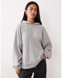 ASOS - Sudadera Gris Jaspeado Extragrande De Manga Raglán Con Capucha De Punto Muy Suave De - Lyst