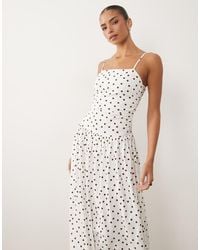 ASOS - Cami With Full Skirt Midi Dress Polka Dot Print - Lyst