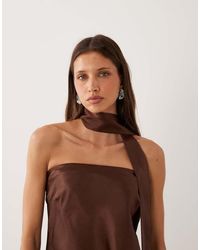 New Look - Satin Bandeau Top With Scarf - Lyst