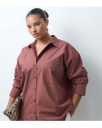 ASOS - Asos Design Curve Classic Cotton Shirt In Chocolate - Lyst