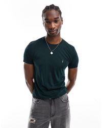 AllSaints - Camiseta verde oscuro con cuello redondo y logo tonic - Lyst