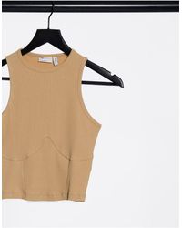 ASOS Бежевая Майка-борцовка В Рубчик Со Швами Спереди - Естественный