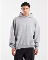 ASOS - Sudadera Gris Jaspeado Básica Ultragrande Con Capucha De - Lyst
