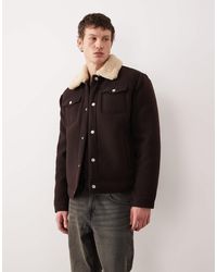 ASOS - Relaxed Wool-look Harrington Jacket With Borg Lining - Lyst