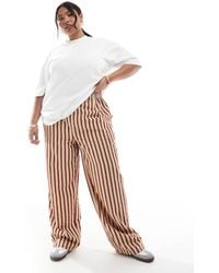 ASOS - Curve Straight Leg Seersucker Trousers - Lyst