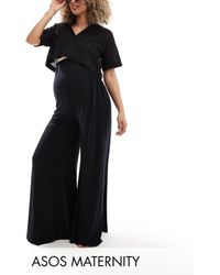 ASOS - Asos Design Maternity Jersey Palazzo Beach Trouser - Lyst
