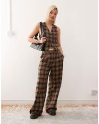 Reclaimed (vintage) - – elegante, karierte hose mit weitem bein, kombiteil - Lyst
