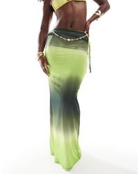 Aria Cove - Chiffon Maxi Tie Side Beach Skirt Co-Ord - Lyst