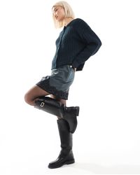 ASOS - Mini-jupe en satin avec bordures dentelle - anthracite - Lyst