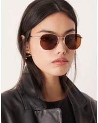 ASOS - – sechseckige sonnenbrille aus metall mit polarisierten gläsern - Lyst