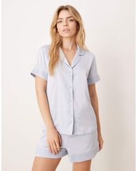 Chelsea Peers - Bridesmaid Satin Short Sleeve Revere And Short Set - Lyst