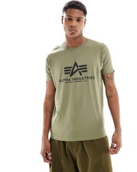 Alpha Industries - Alpha - t-shirt oliva con logo sul petto - Lyst