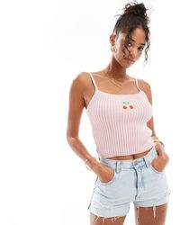 ASOS - Knitted Cami Top With Embroidered Cherry Detail - Lyst