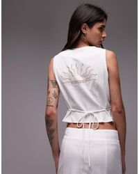 Résumé - Resume Button Up Crop Waistcoat Top With Back Graphic - Lyst