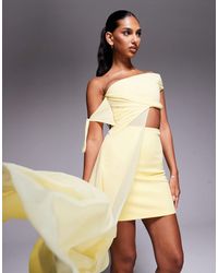 ASOS - Off Shoulder Cut Out Mini Dress With Mesh Drape - Lyst